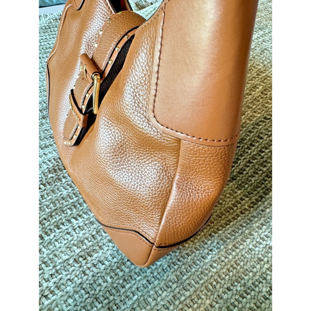 Michael Kors Lillian Leather Shoulder Bag Brown Pebbled Studded Buckle - Picture 5 of 13